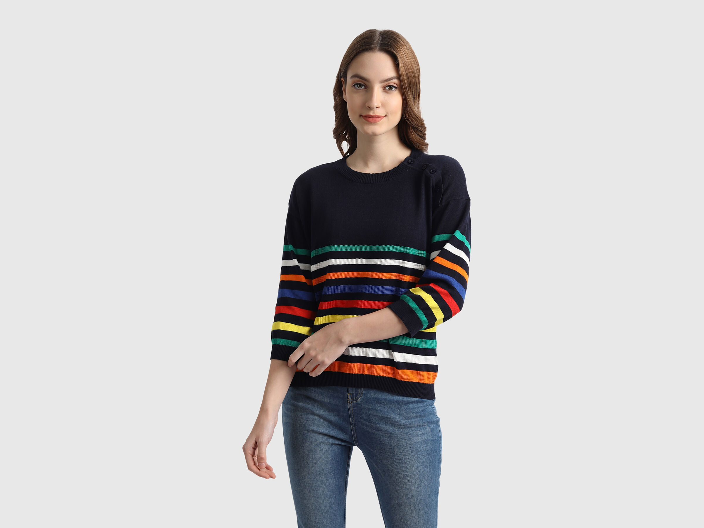 Colourful Pique Stripe Tricot Sweater image number 0