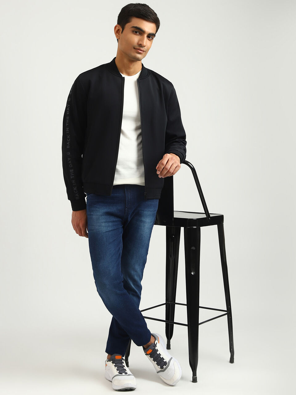 SLEEVE PRINT NEOPRENE KNIT JACKET image number null