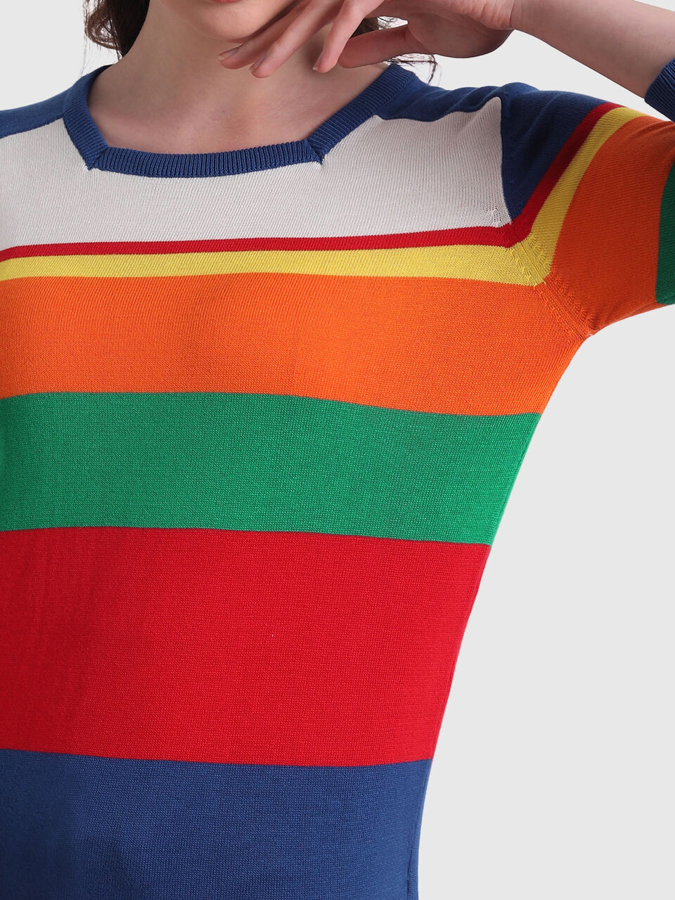 3/4th sleeved square neck top image number null