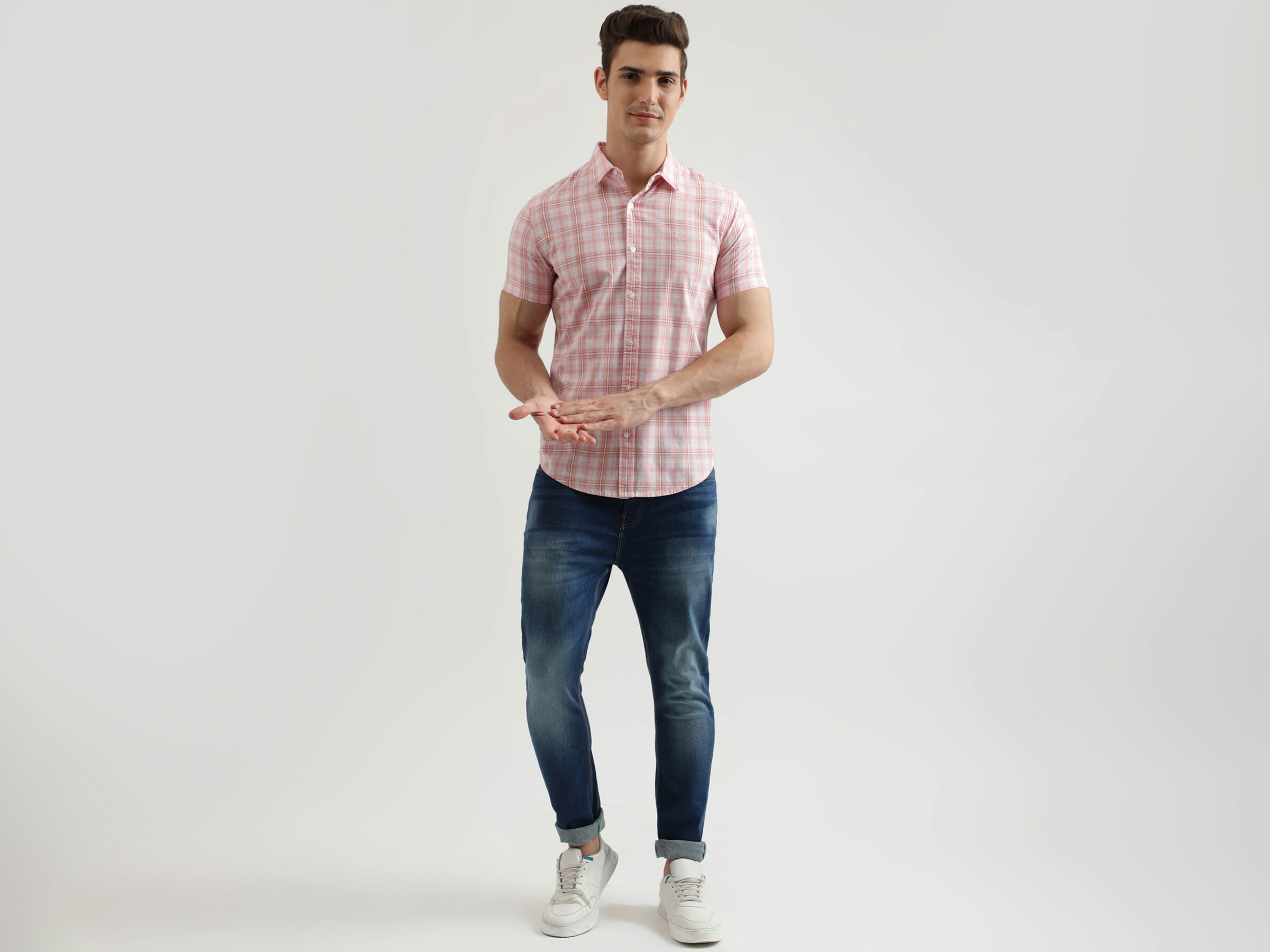 Half Sleeve Lyocell Check Shirt image number 3
