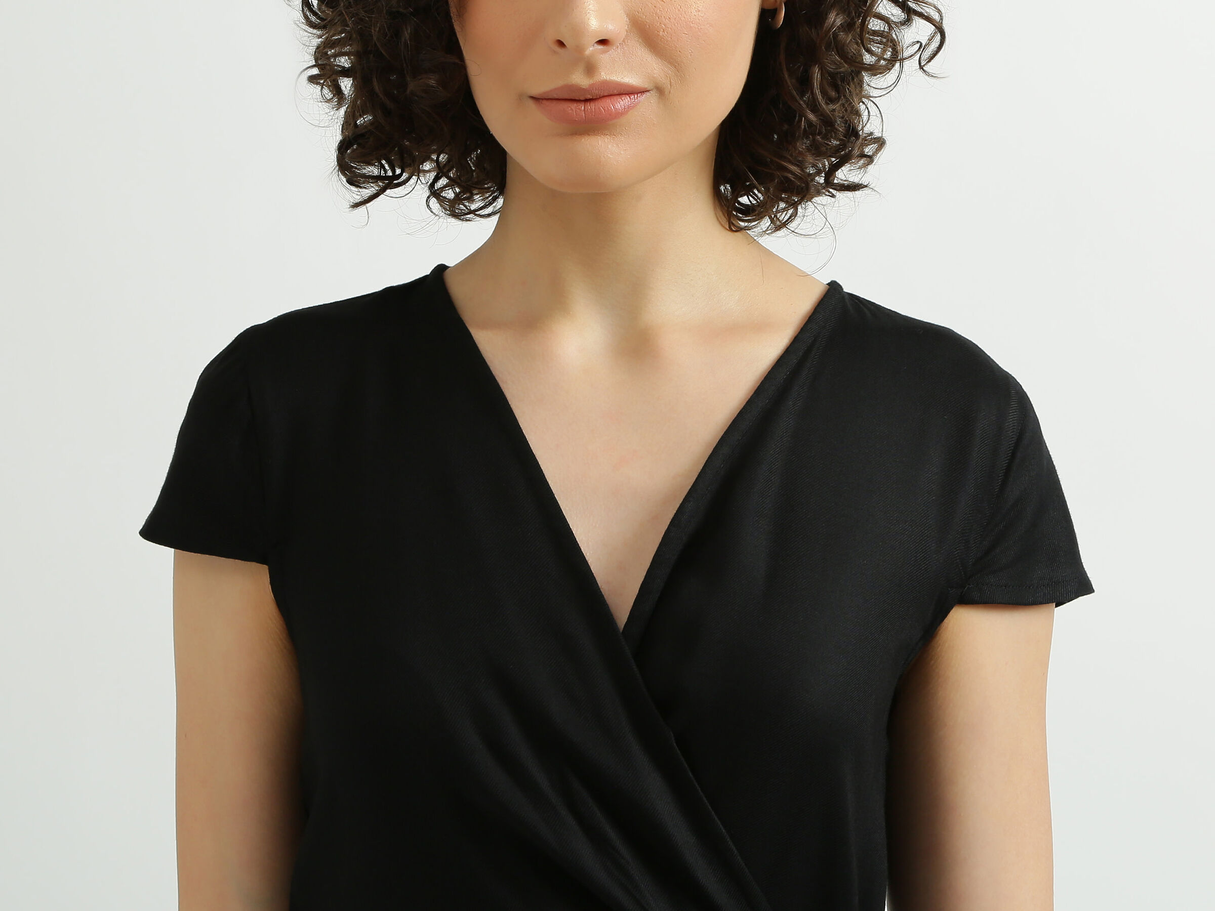 Short Sleeve Solid Wrap Dress image number 5