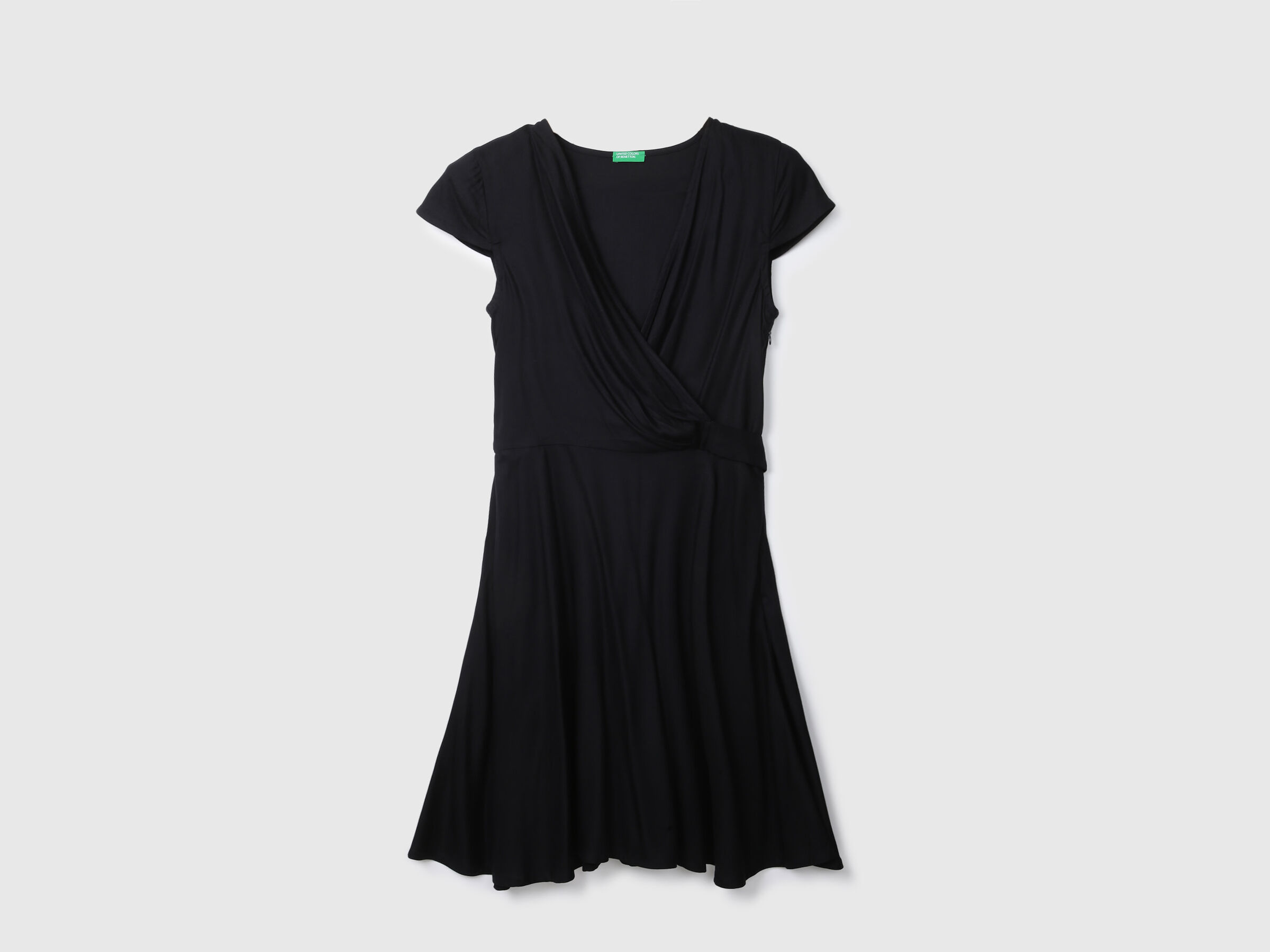 Short Sleeve Solid Wrap Dress image number 7