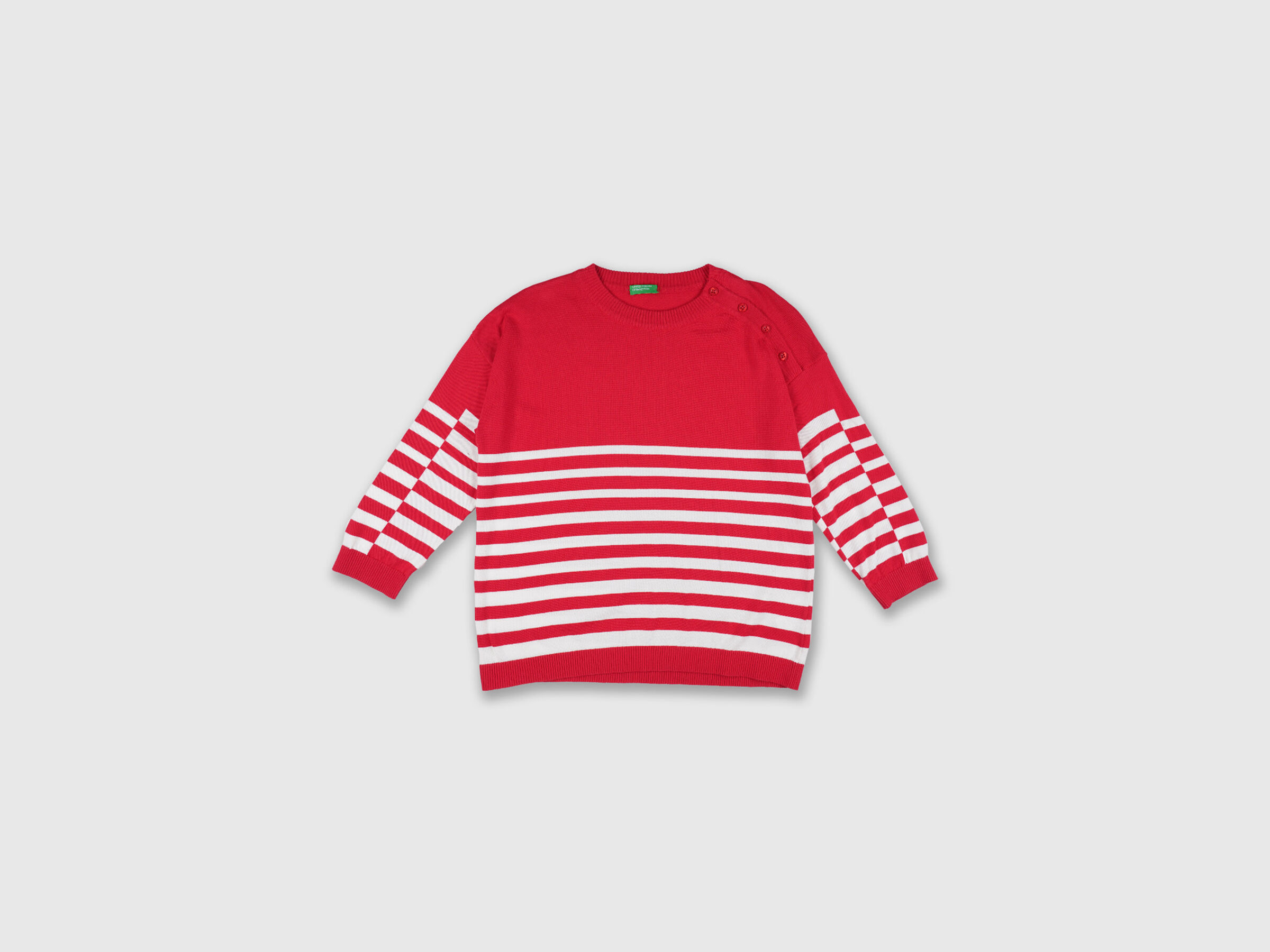 Full Sleeve Stripe Button Shoulder Tricot Top image number 4