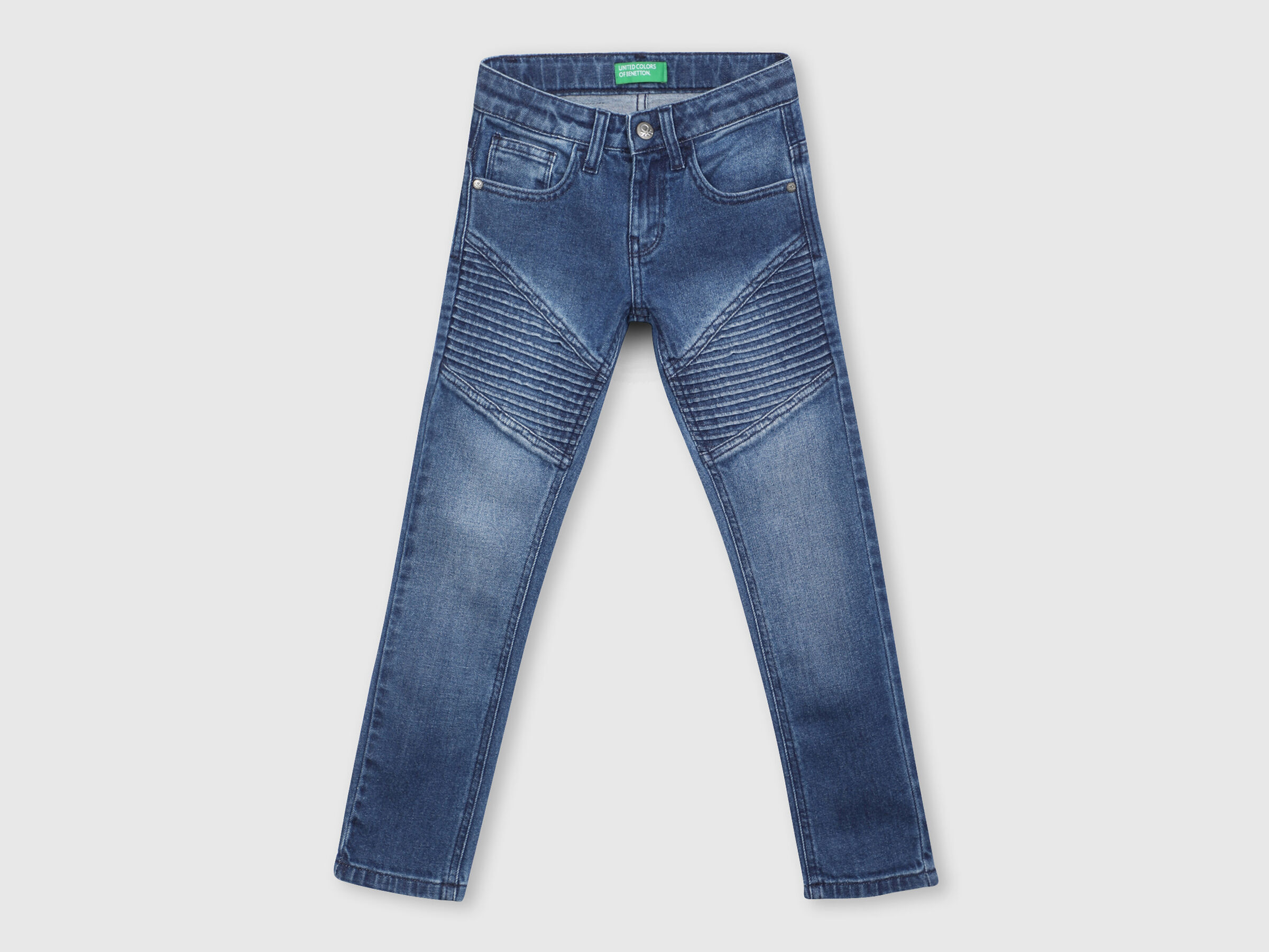 Biker denim jeans with pleats image number 0
