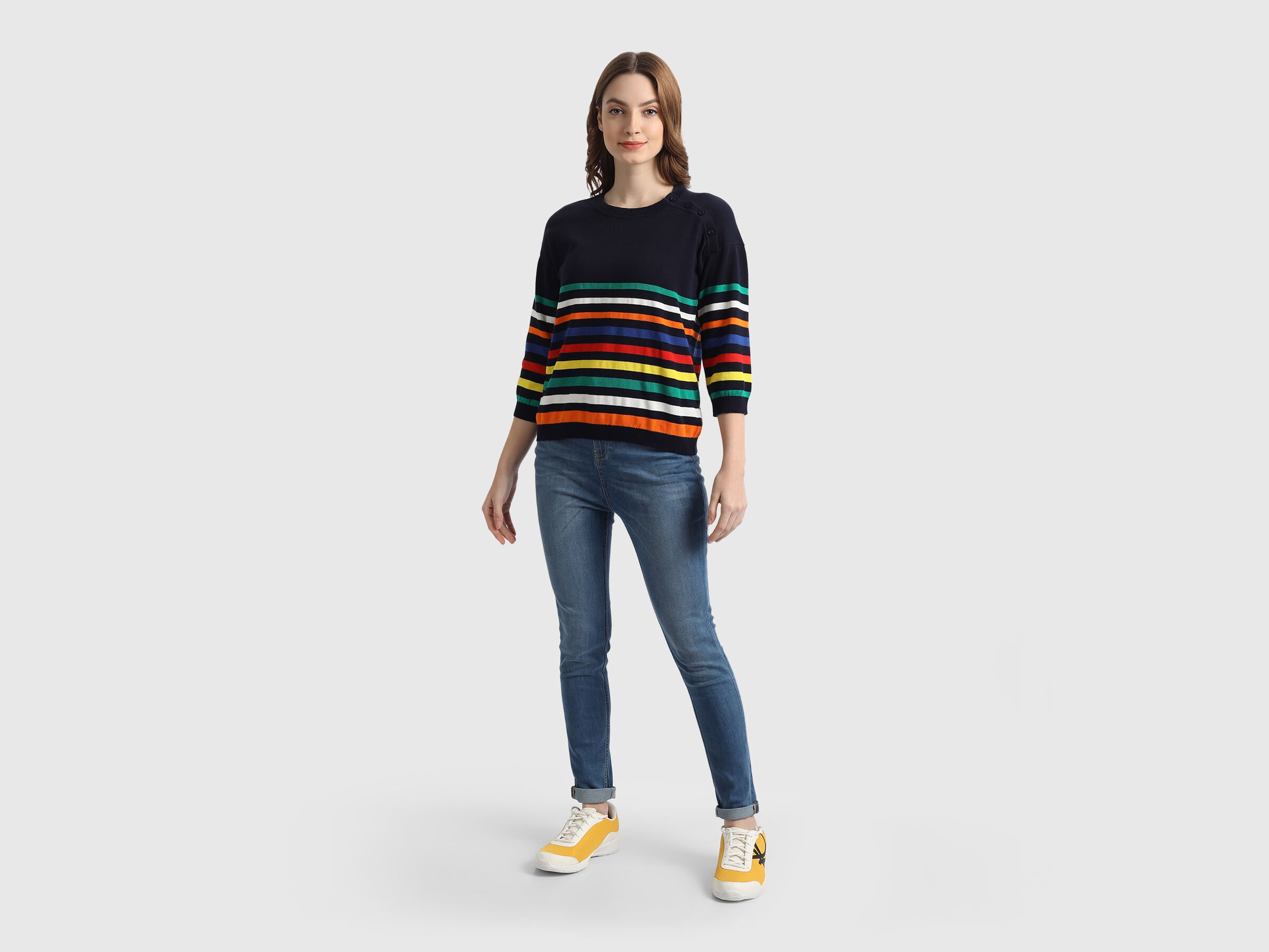 Colourful Pique Stripe Tricot Sweater image number 4
