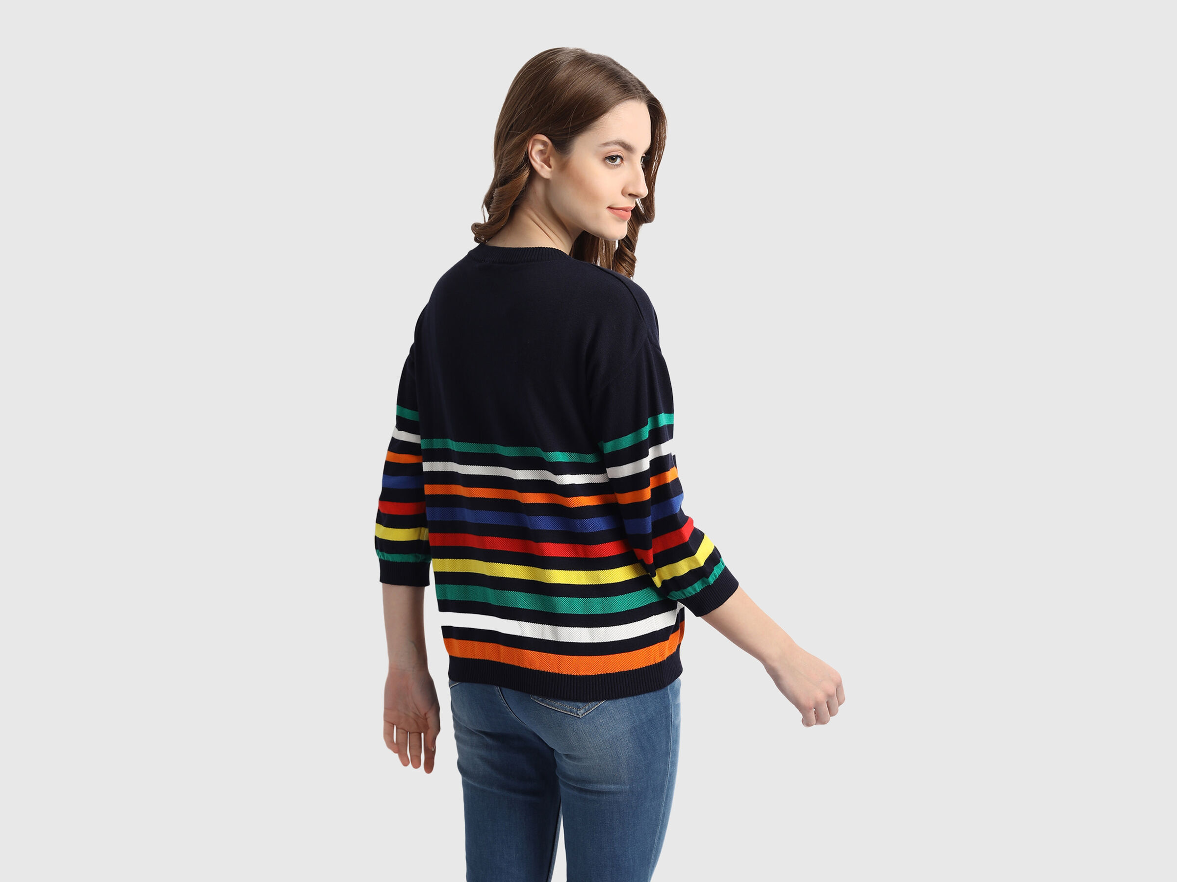 Colourful Pique Stripe Tricot Sweater image number 2