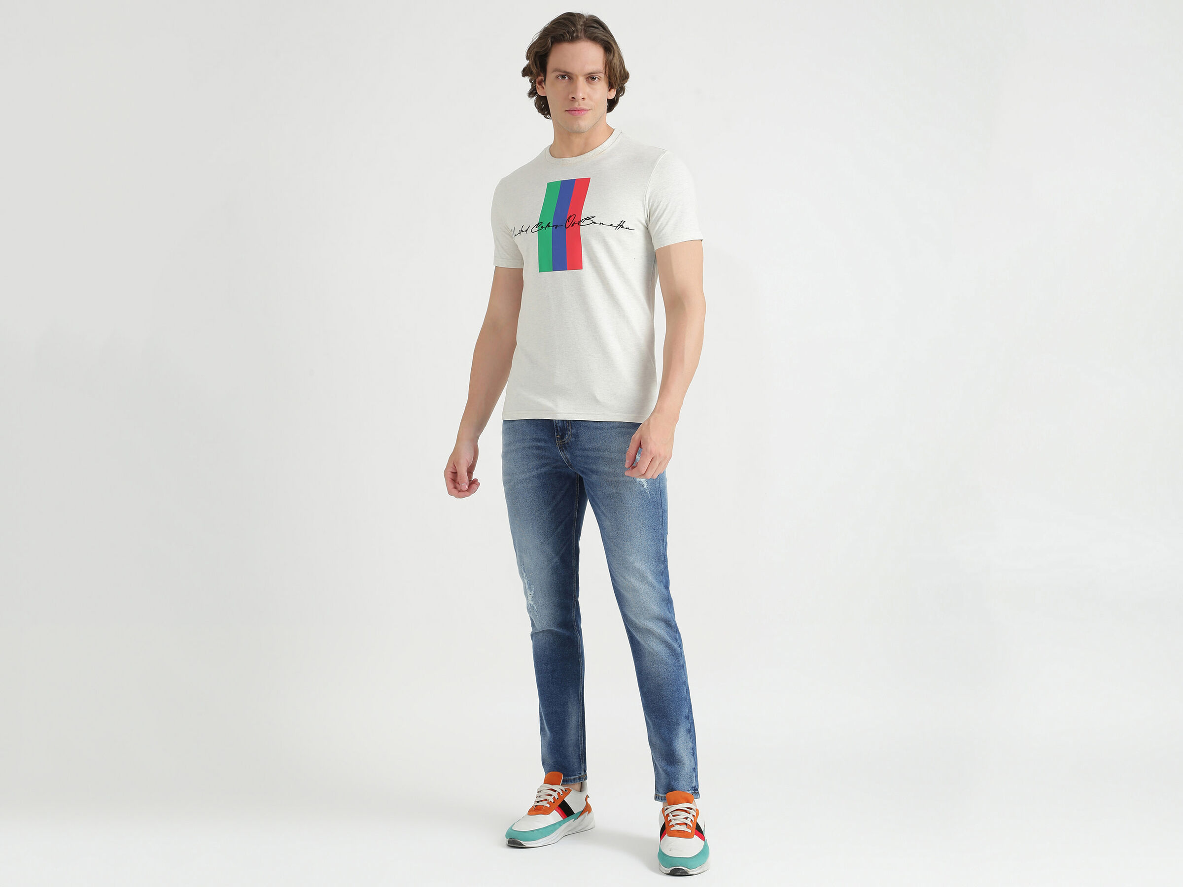 Mid Rise Low Crotch Fit Mid Blue Jeans-Solid image number 3