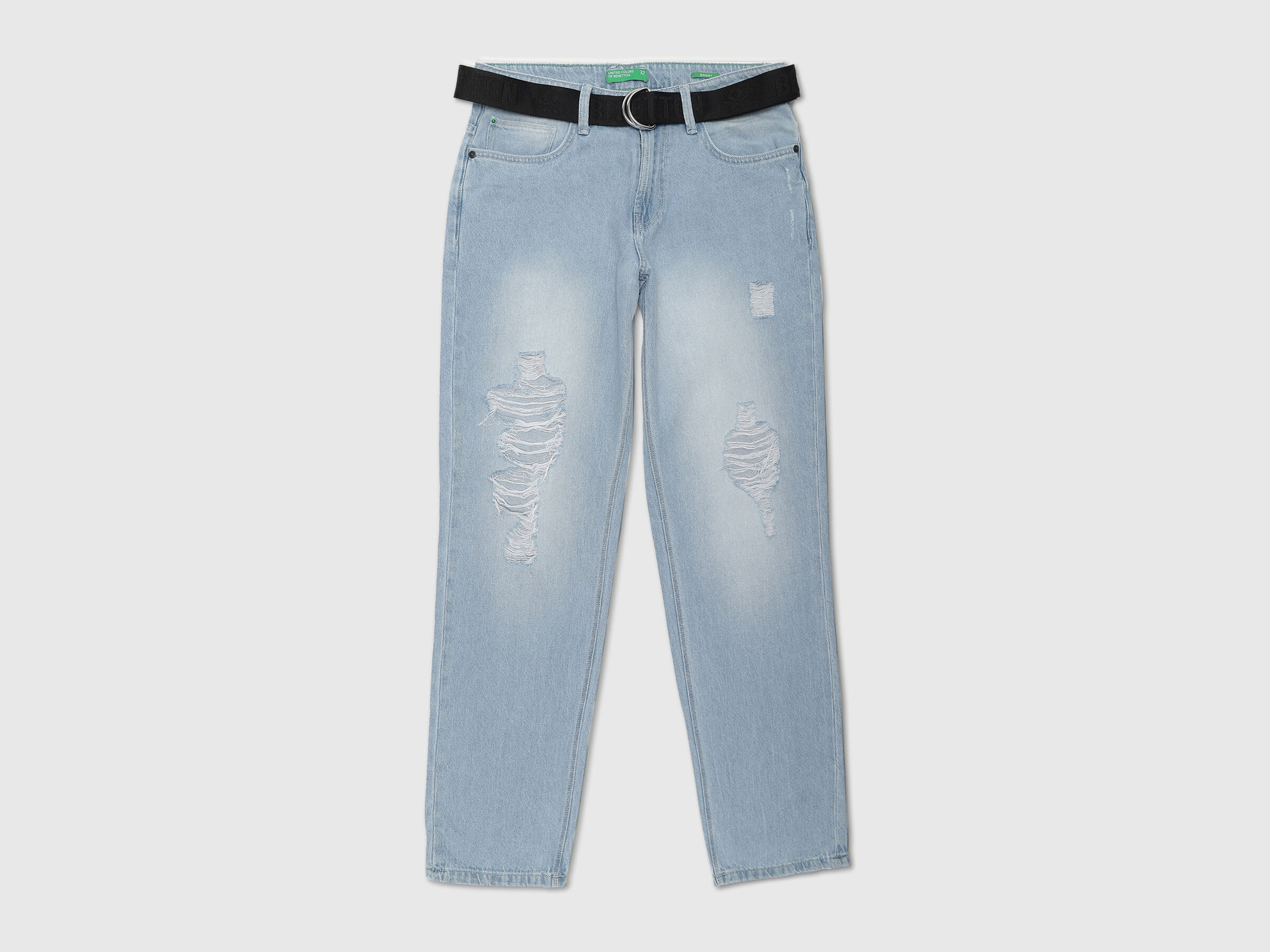 Baggy Fit Lt Blue With Belt Jeans image number 5