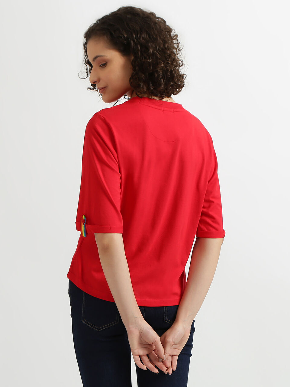 Short Sleeve Tee With Colors In Rhinestones image number null