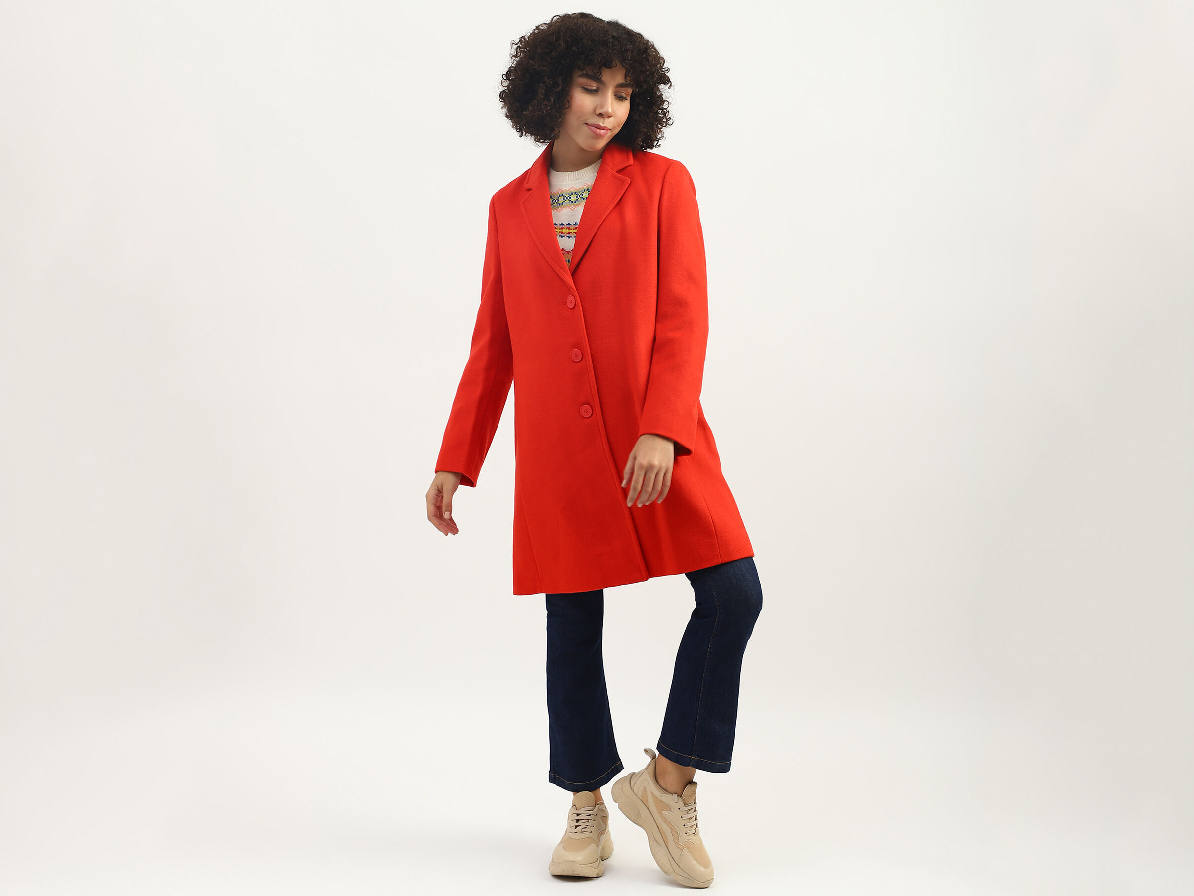 L/S LAPEL COLLAR KNEE LENGTH COAT image number 0