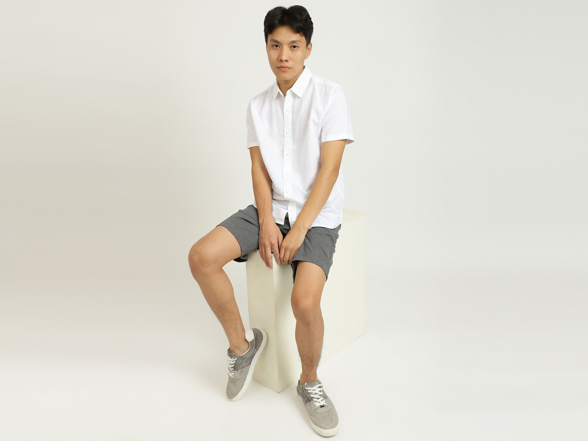 Half Sleeve Linen Regular Collar Shirt image number 4