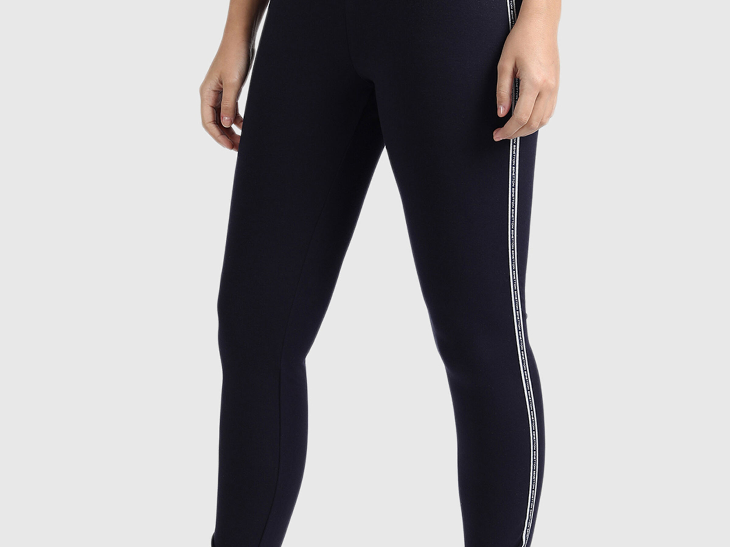 Cotton Leggings with Lurex and Branding Tape image number 1