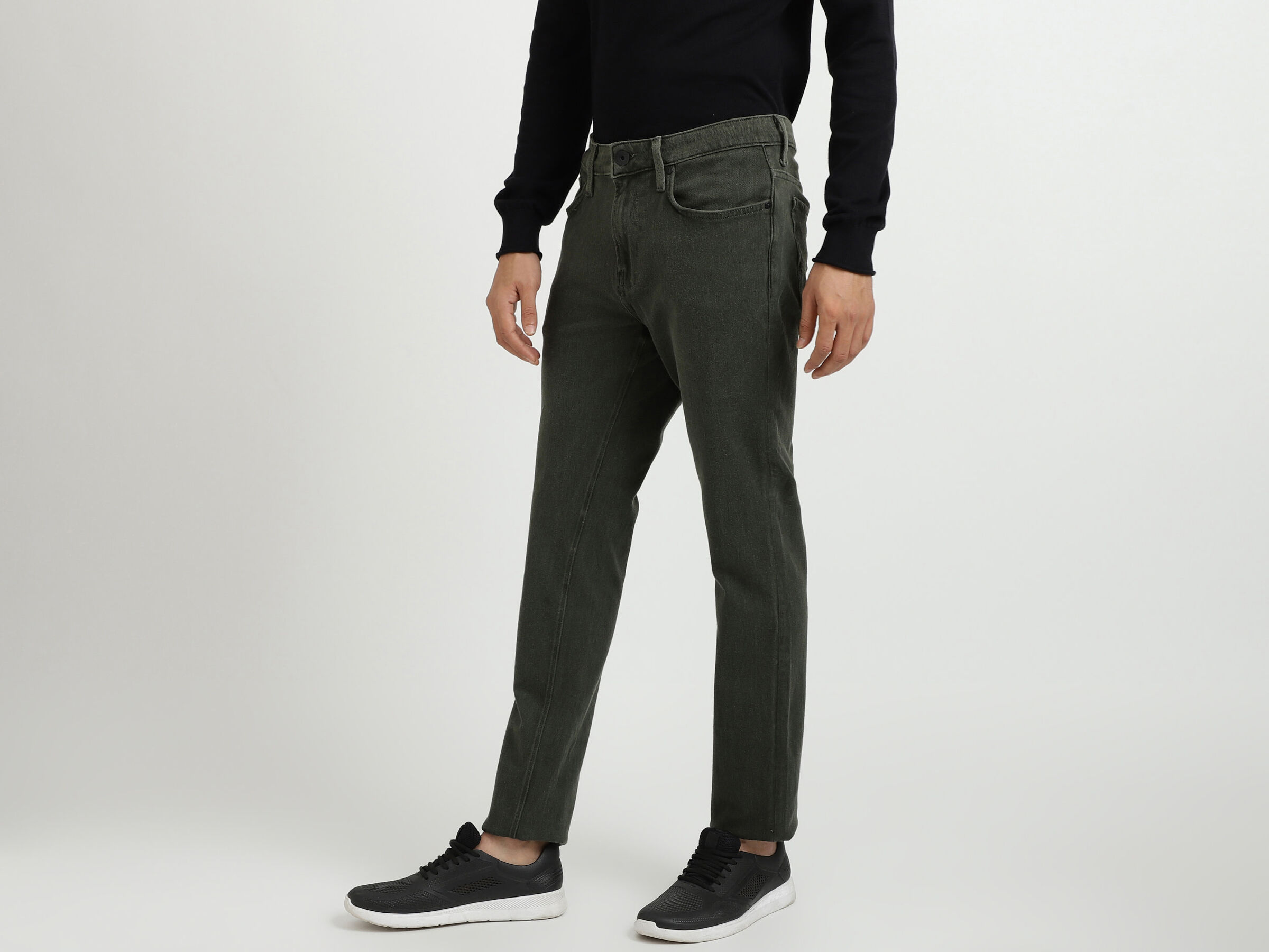 Skinny Fit Dk Olive Lounge Knit Jeans image number 1