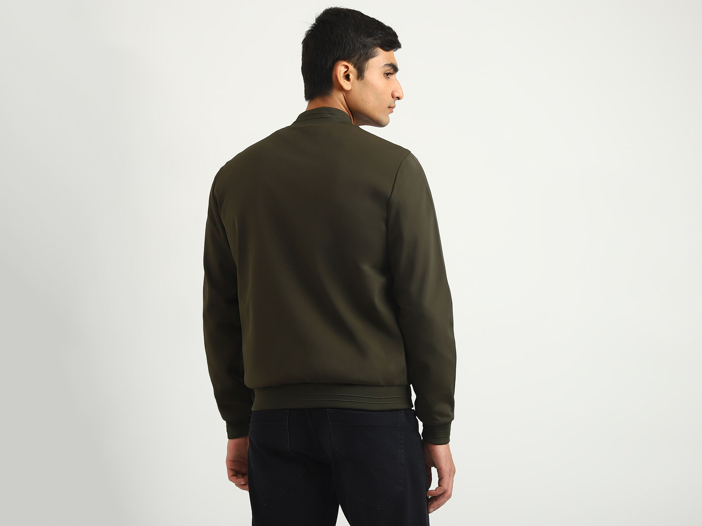 SLEEVE PRINT NEOPRENE KNIT JACKET image number 2