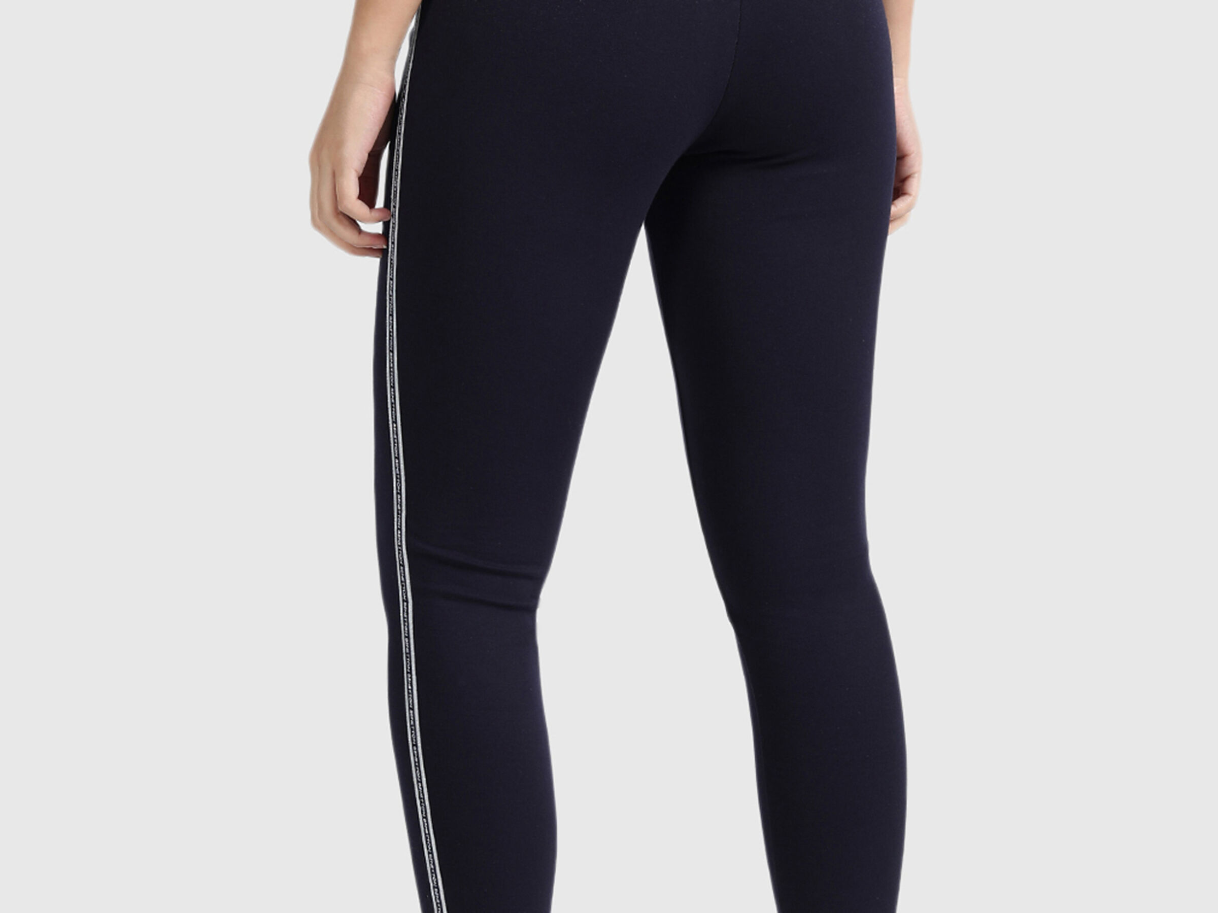 Cotton Leggings with Lurex and Branding Tape image number 2
