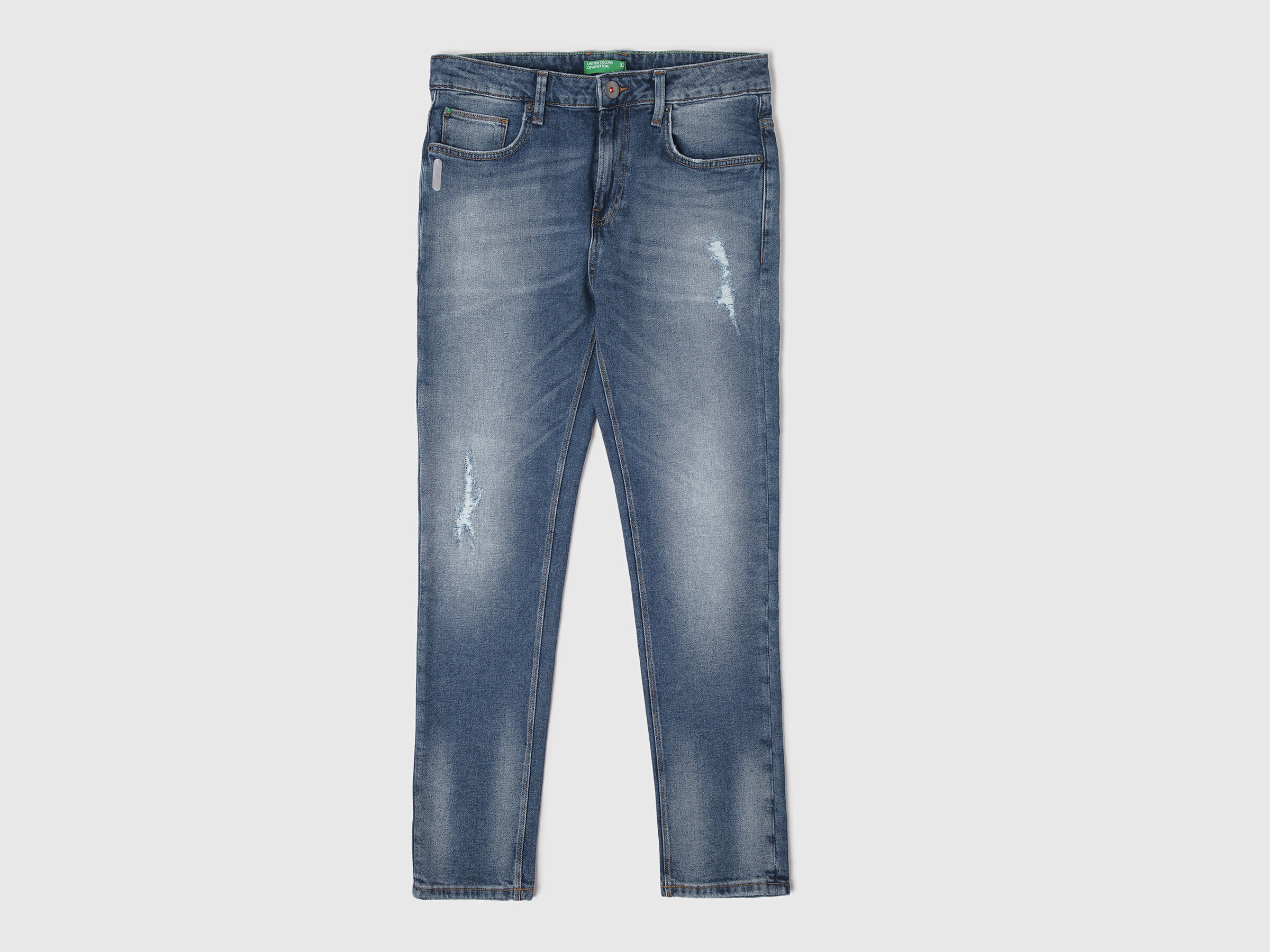 Mid Rise Low Crotch Fit Mid Blue Jeans-Solid image number 5