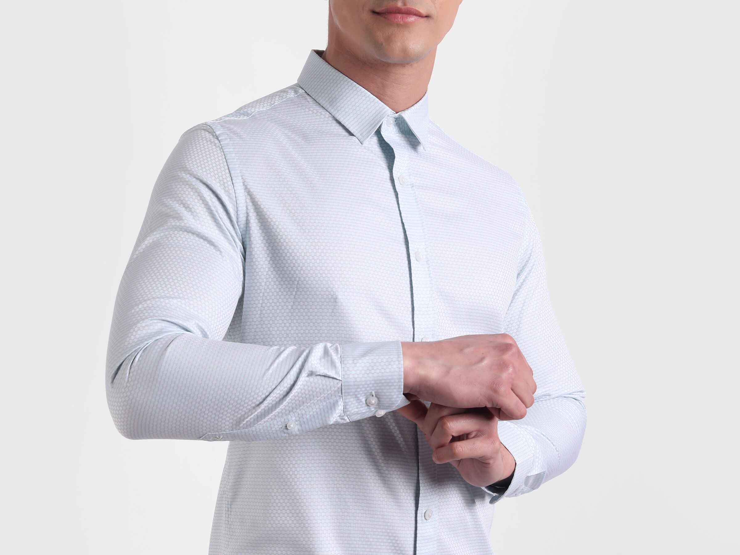 Full sleeve dobby pattern dress shirt image number 5