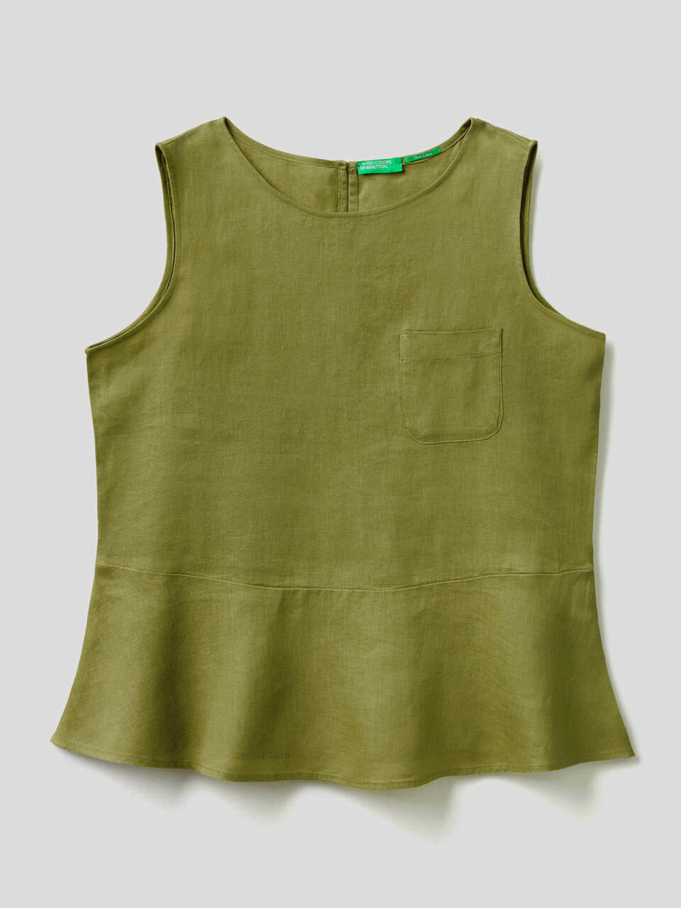 Sleeveless blouse in pure linen image number 1