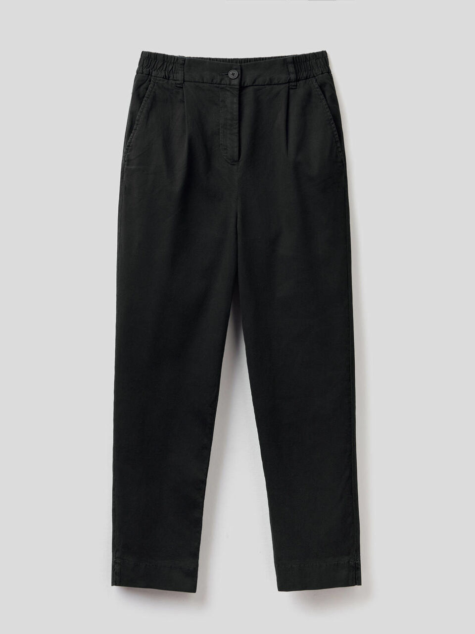Stretch cotton solid color trousers image number 1