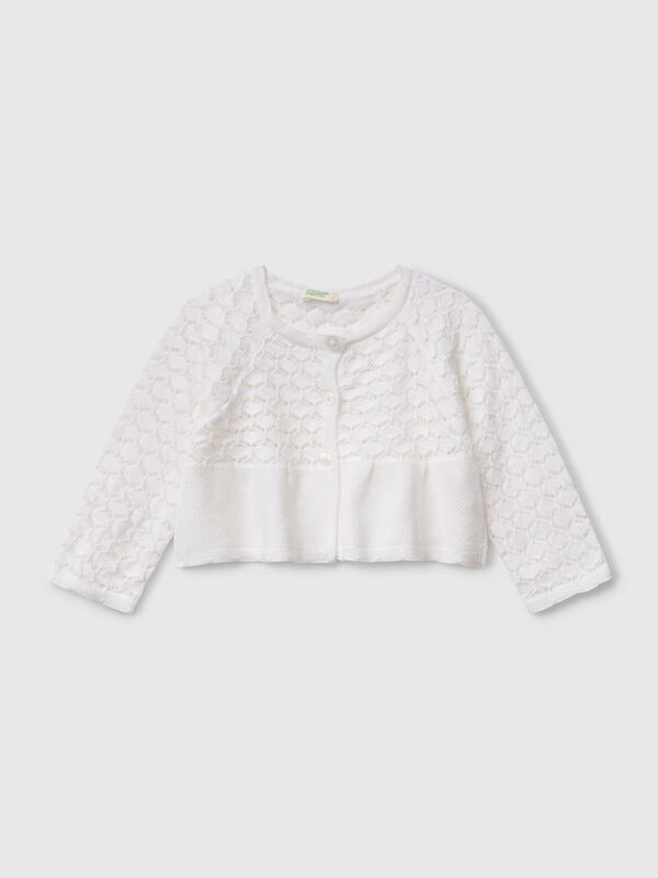 Textured cardigan in linen blend New Born (0-18 months)