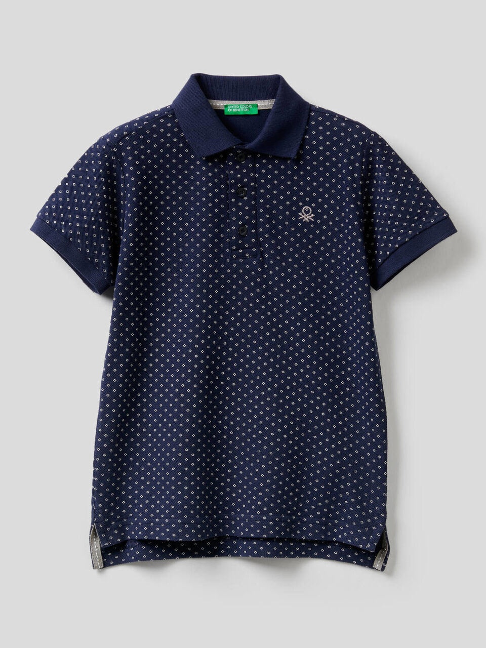 Polo in cotton with micro print image number 1