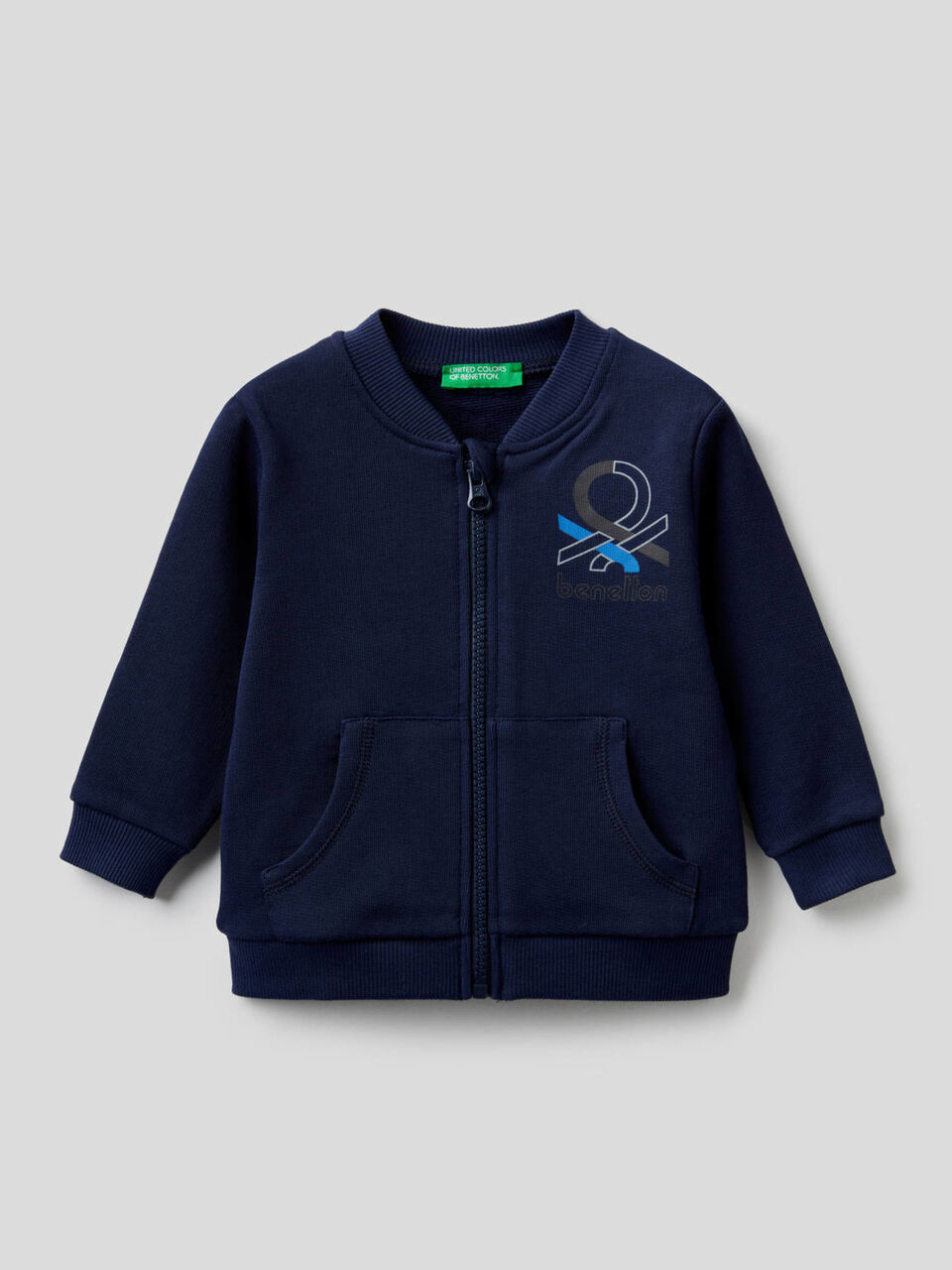 Sweatshirt with zip in organic cotton image number 1