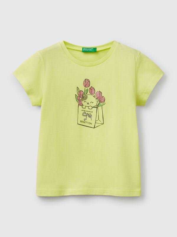 T-shirt in cotton with glitter Junior Girl