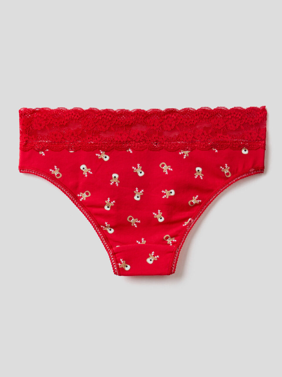 Reindeer print underwear with lace image number 2