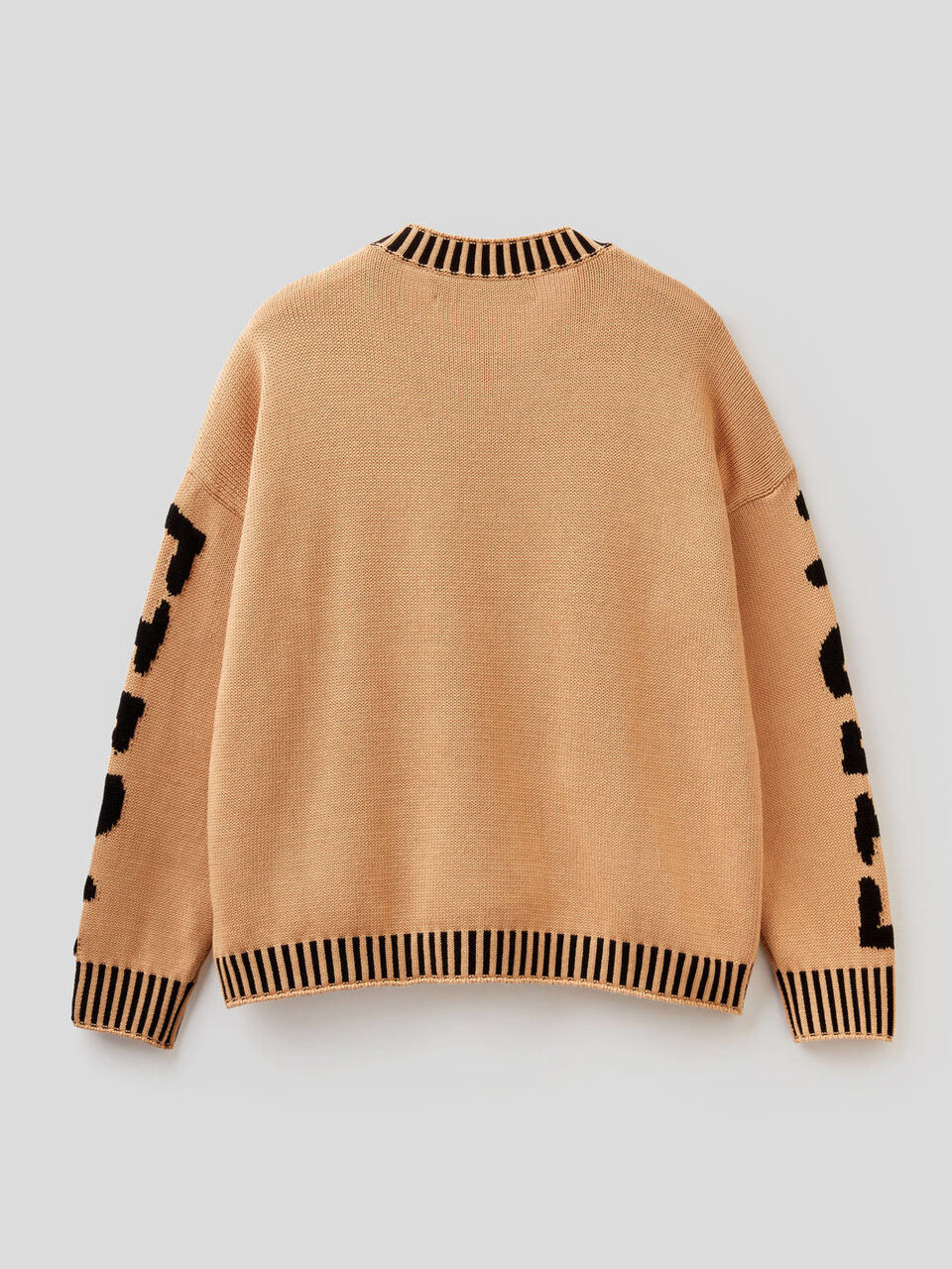 Cotton sweater with inlay motif image number 2