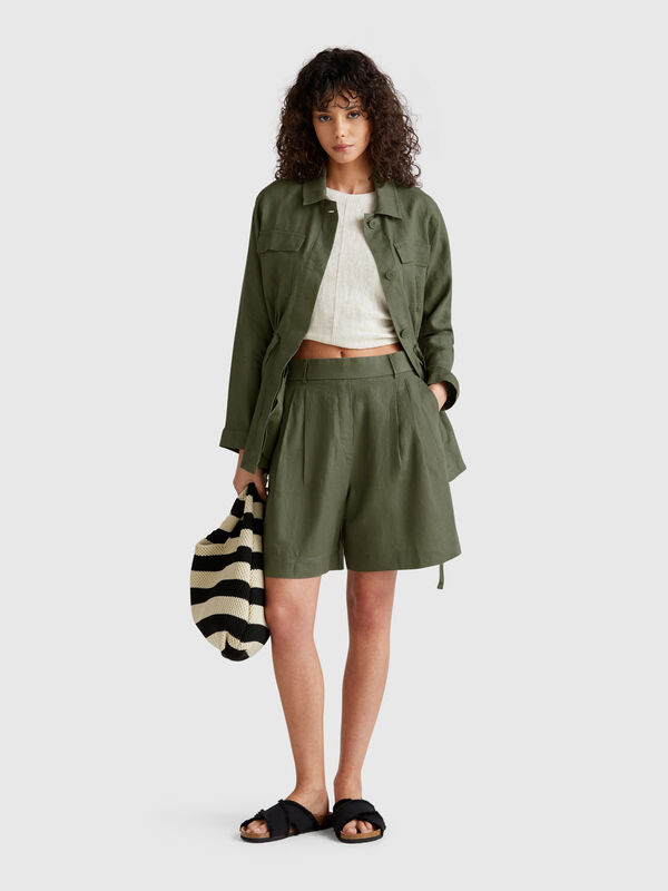 100% linen bermudas Women