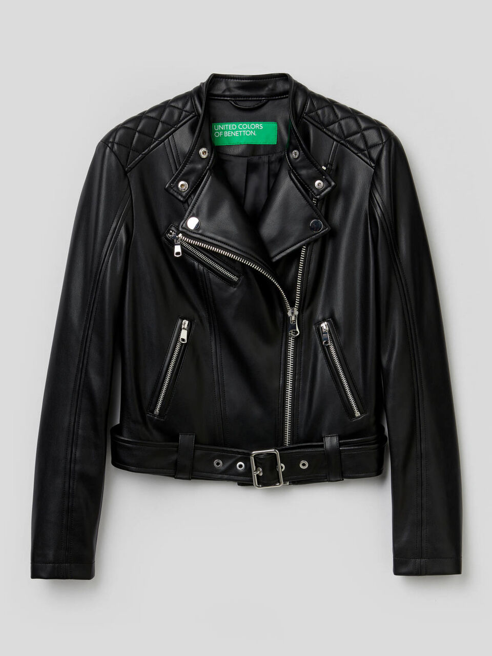 Biker jacket with belt image number 1