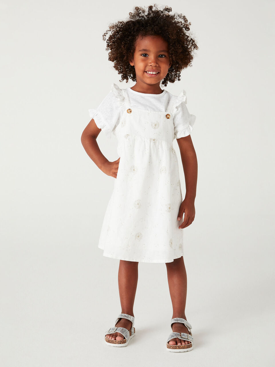 Patterned dress in linen blend image number 1