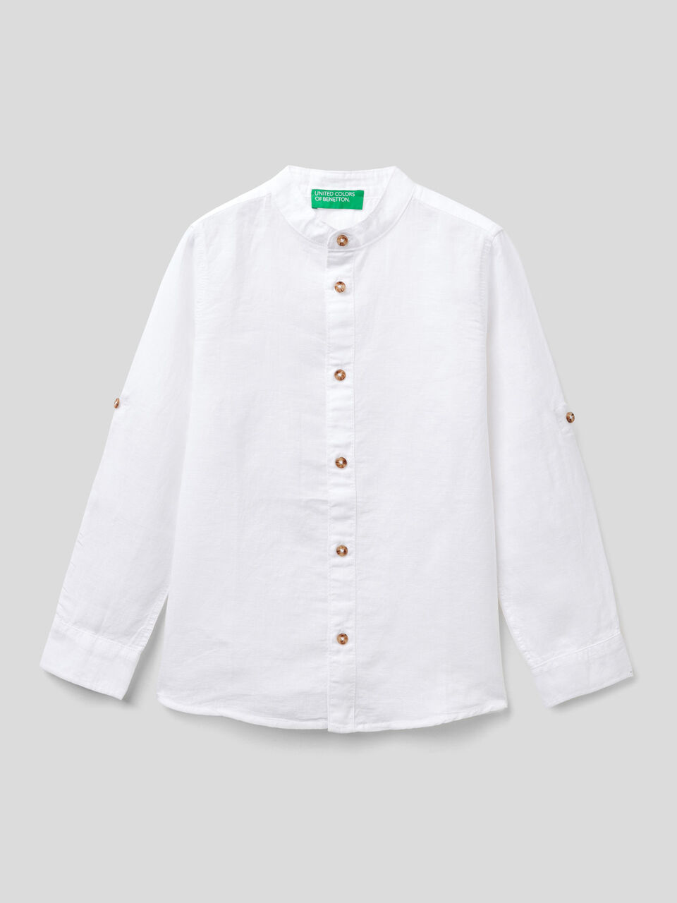 Mandarin collar shirt in linen blend image number 1