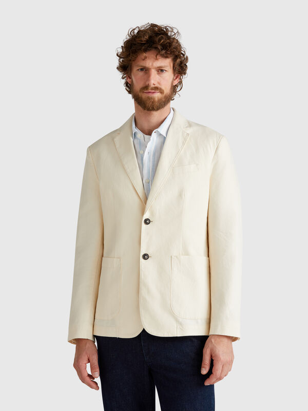 Slim fit blazer in linen blend Men