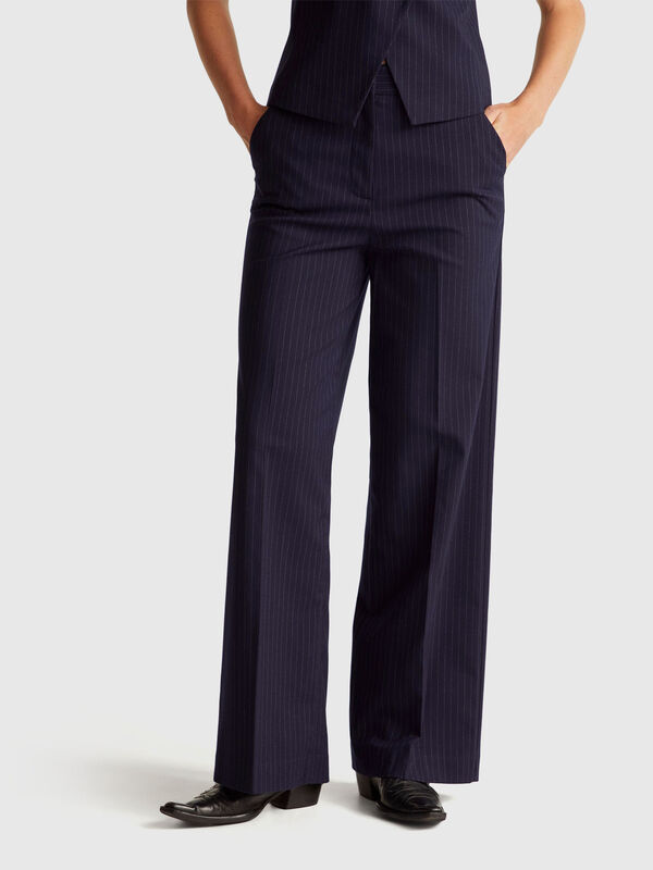 Blue pinstripe wide-leg trousers Blue pinstripe wide-leg trousers Women