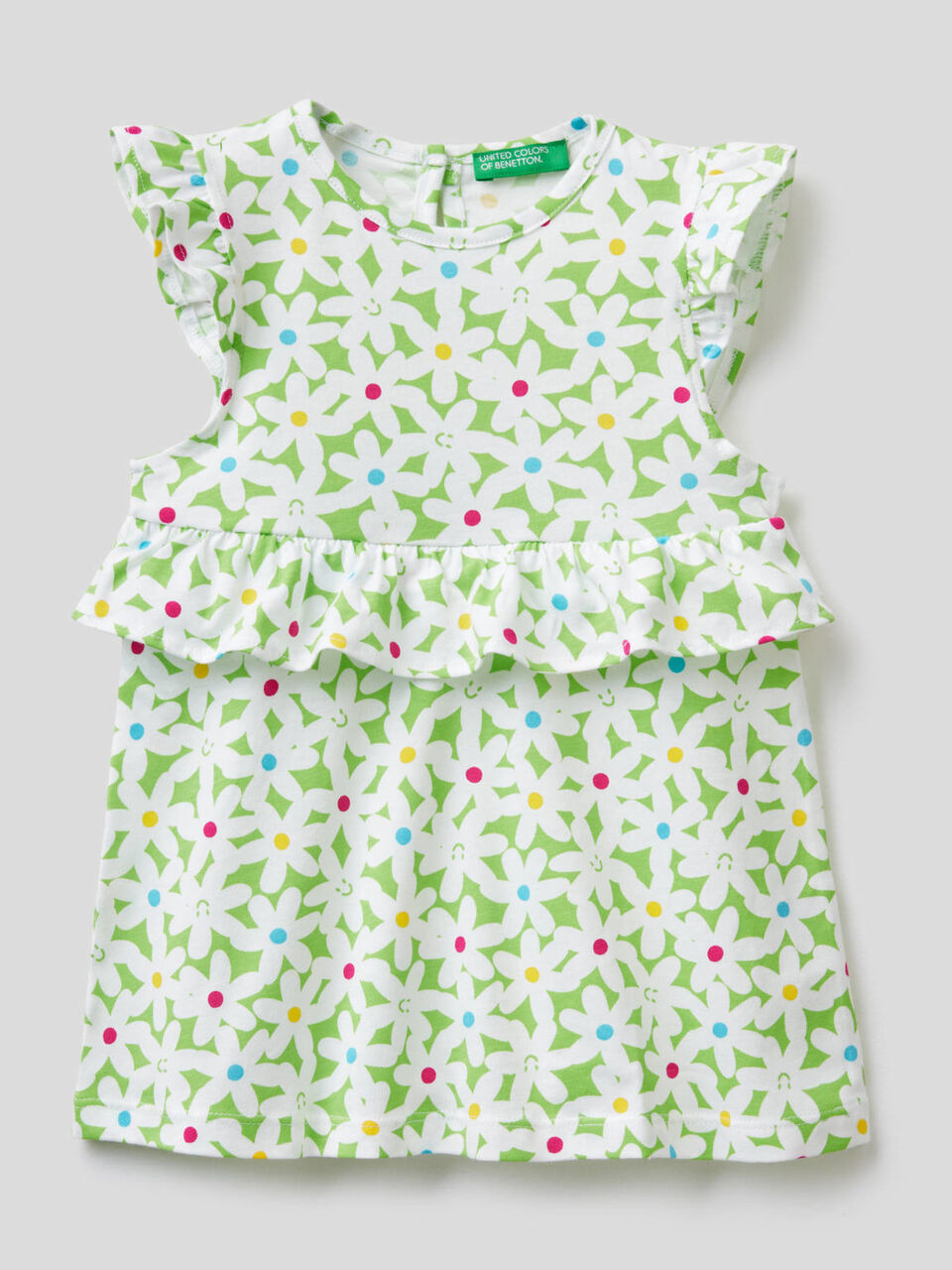 Dress in 100% cotton with frill image number 1