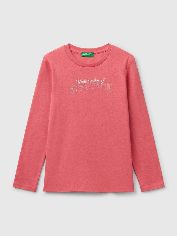 Long sleeve t-shirt with glittery print Junior Girl
