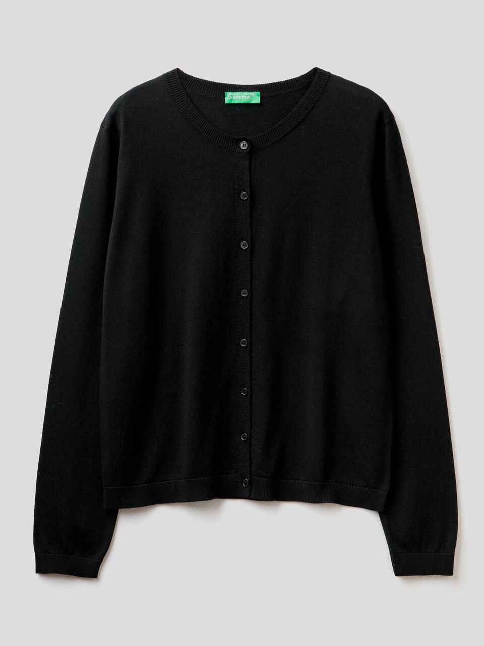 Cotton blend crew neck cardigan image number 1