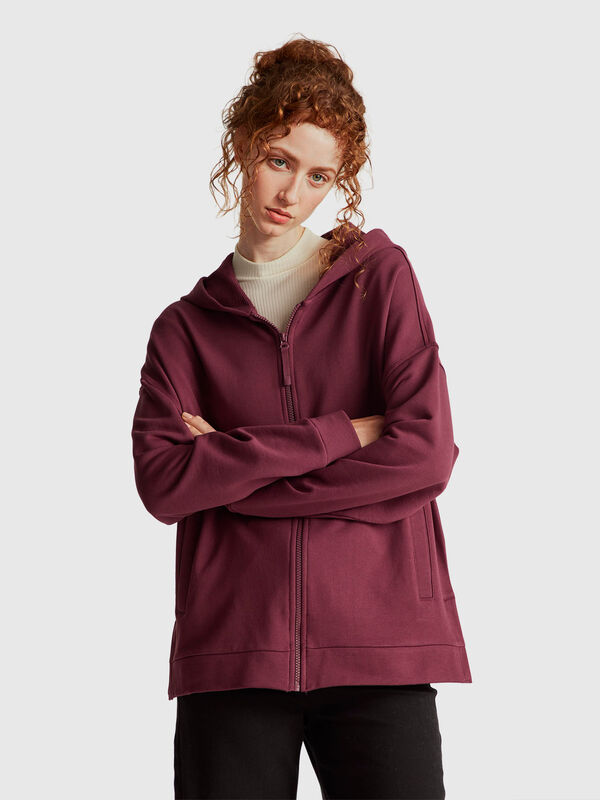 100% cotton sweatshirt with zip and hood Women