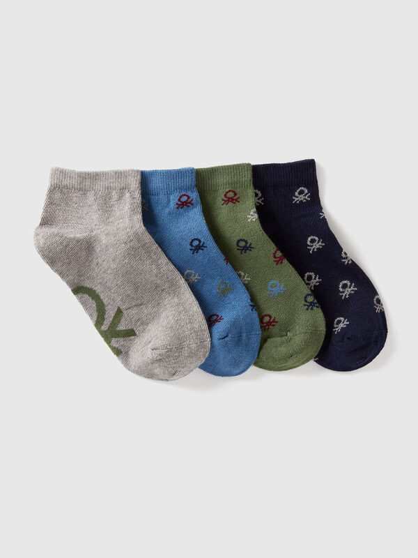 Four pairs of short socks with logo Junior Boy