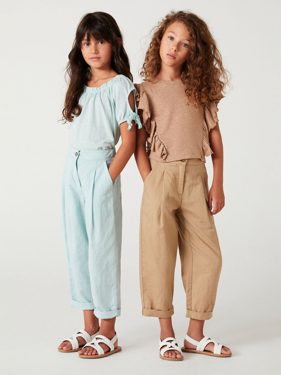 Trousers in linen blend with cuffs image number 1