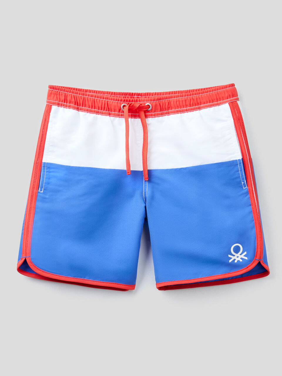 Color block swim trunks with logo image number 1