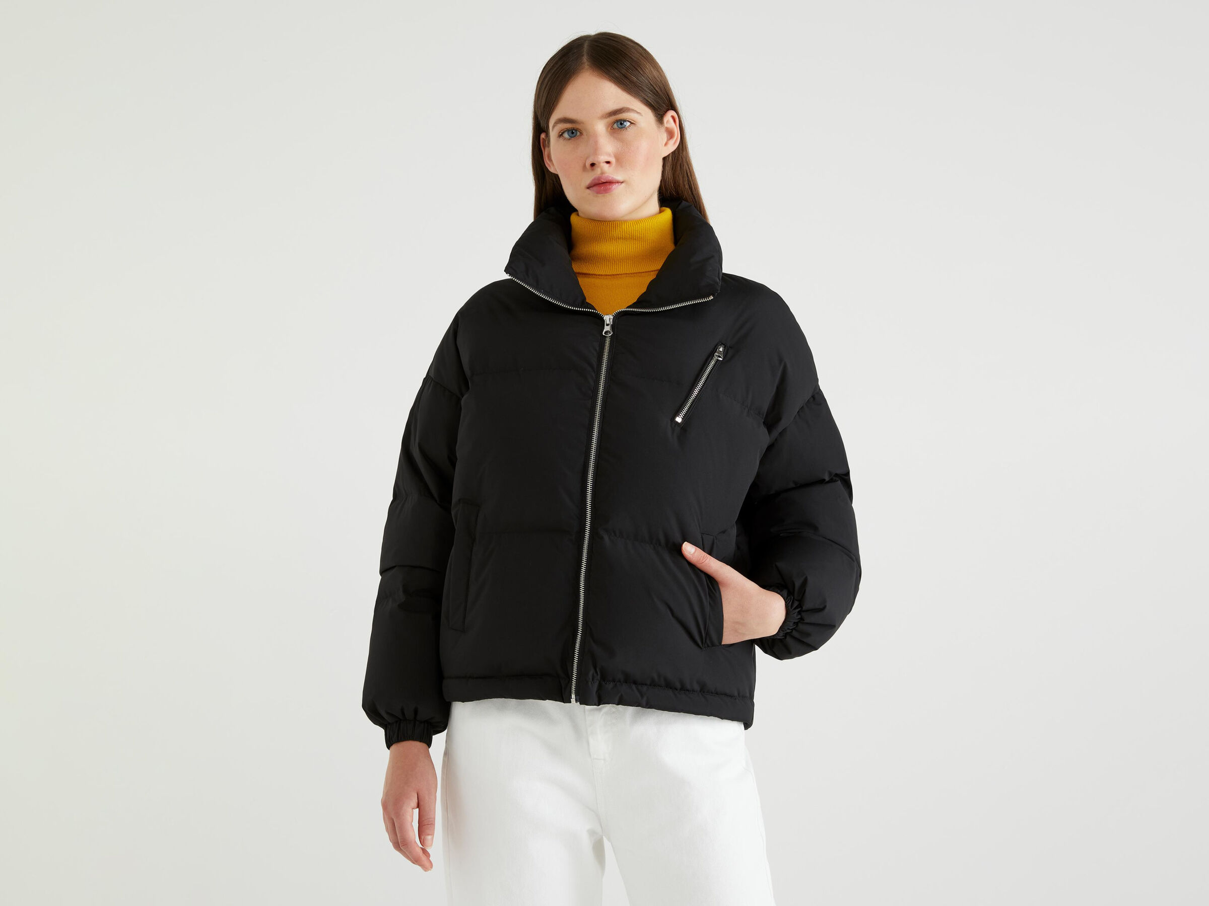 Puffer jacket with high neck