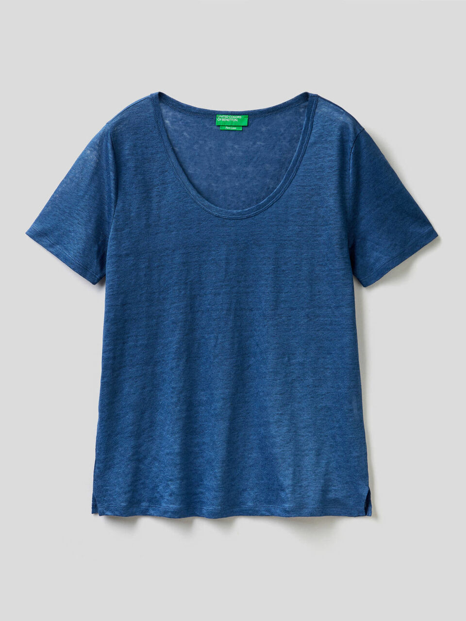 Crew neck t-shirt in pure linen image number 1