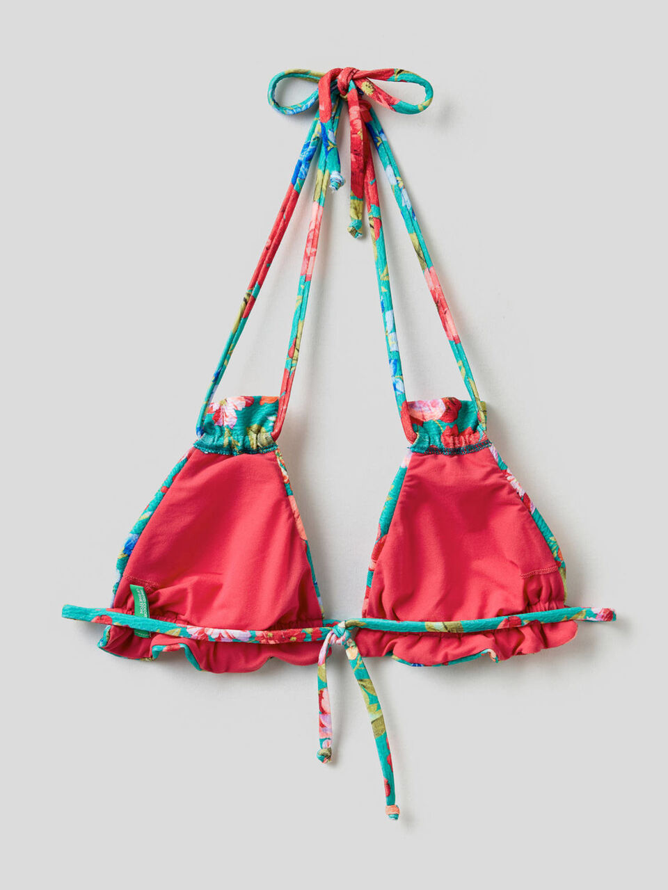 Patterned triangle swim top with frills image number 2
