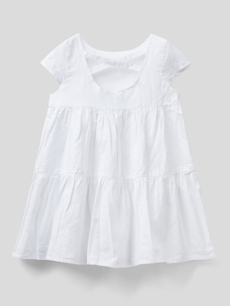 Frilled dress in linen blend image number 2