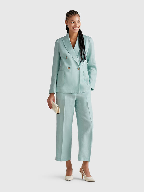 Straight trousers in pure linen Women