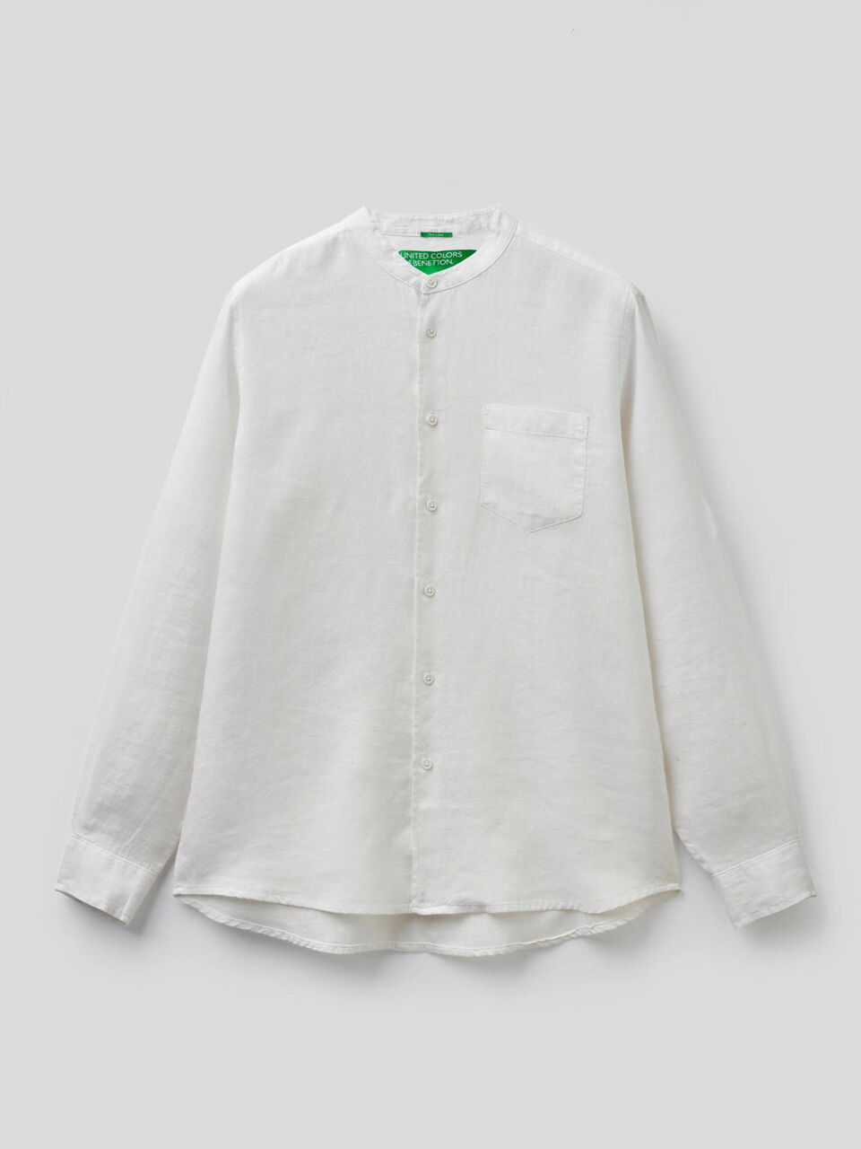 100% linen Mandarin collar shirt image number 1