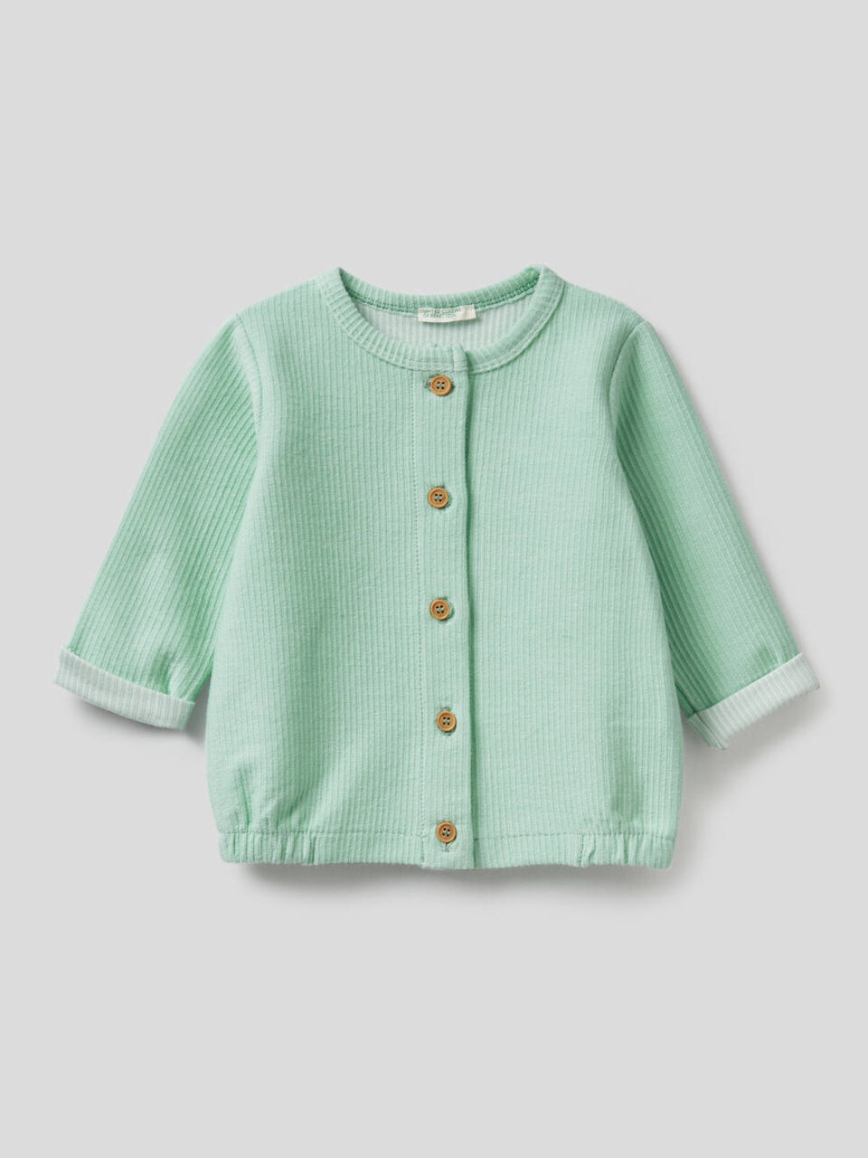 Cardigan in stretch ribbed fabric image number 1