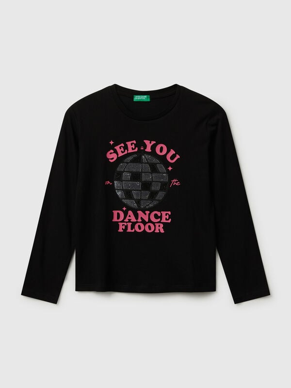Cotton t-shirt with sequins Junior Girl